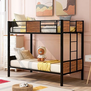 Merax Twin-over-Twin Bunk Bed, Steel Frame Bunk Bed