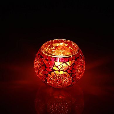 3.4 in. Handmade Mosaic Glass Votive Candle Holder