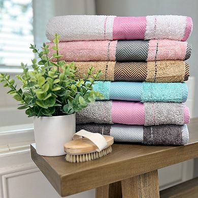 Textile Multicolor Fishbone Turkish Cotton Face/Hand/Hair Bath Towels (Set of 6)