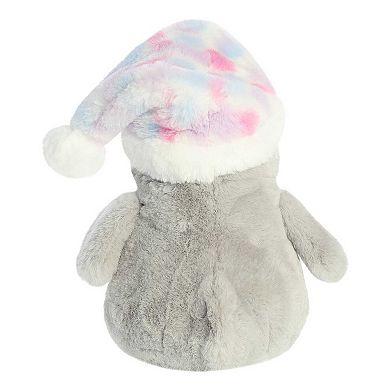 Aurora Medium Grey PomPom Penguin 10.5" Pink Mosaic Festive Stuffed Animal