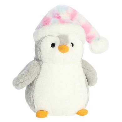 Aurora Medium Grey PomPom Penguin 10.5" Pink Mosaic Festive Stuffed Animal