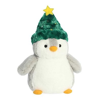 Aurora Medium Grey PomPom Penguin 12" Festive Hat Festive Stuffed Animal