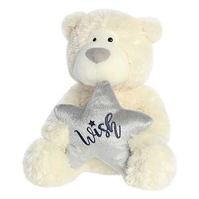 Aurora Medium Off-white Holiday 12" Wish Bear Festive Stuffed Animal