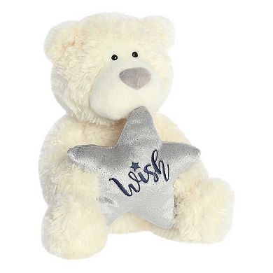 Aurora Medium Off-white Holiday 12" Wish Bear Festive Stuffed Animal