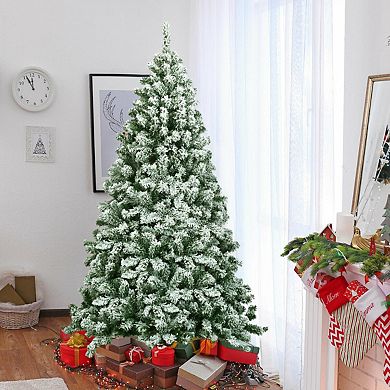 6 Feet Snow Flocked Artificial Christmas Tree Hinged With 928 Tips