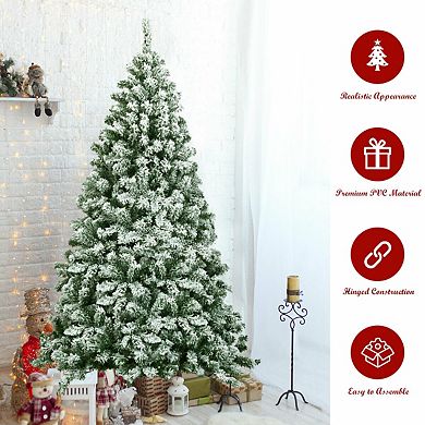 6 Feet Snow Flocked Artificial Christmas Tree Hinged With 928 Tips