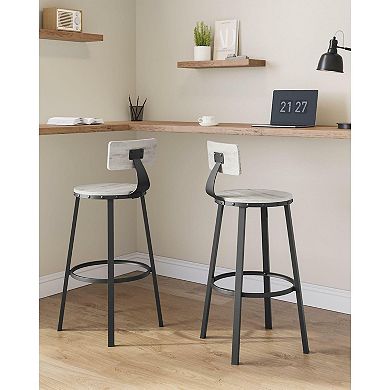 Set Of 2 Industrial Bar Stools With Backrests