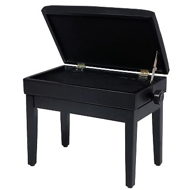 Adjustable Wooden Piano Bench Stool with Sheet Music Storage Black