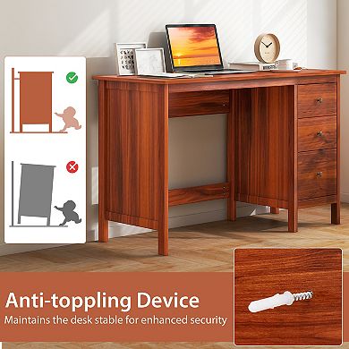 3-Drawer Home Office Study Computer Desk with Spacious Desktop