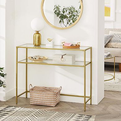 Console Table, Modern Sofa or Entryway Table, Tempered Glass Table, 2 Shelves, for Living Room