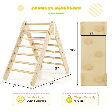 3-in-1 Wooden Climbing Triangle Set Triangle Climber with Ramp