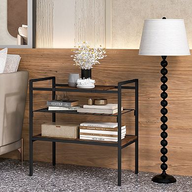 Industrial Entryway Table With Removable Panel And Mesh Shelf