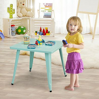 27'' Kids Square Steel Table Play Learn Activity Table-blue