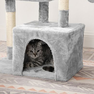 Cat Tree, Cat Tower with Padded Perch, Cat Cave, 3 Pompoms, Cat Activity Center