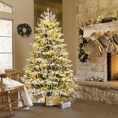 Artificial Pre-lit Christmas Tree Hinged Xmas Tree With Warm White Led Lights-6 Ft