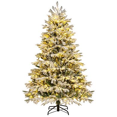 Artificial Pre-lit Christmas Tree Hinged Xmas Tree With Warm White Led Lights-6 Ft