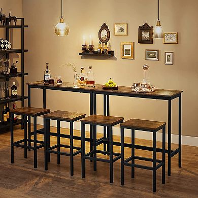 Industrial Brown Bar Table With 2 Stools