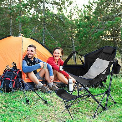 Hammock Camping Chair with Retractable Footrest and Carrying Bag