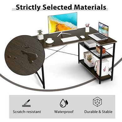 Reversible L Shaped Computer Desk With Adjustable Shelf