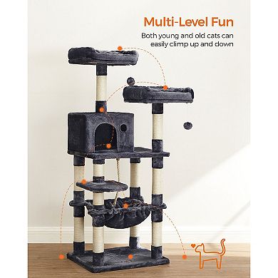 Multi-level Cat Tree With Sisal-covered Scratching Posts, Plush Perches, Hammock and Condo for Cat