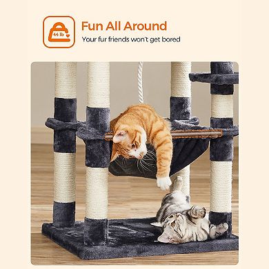 Multi-level Cat Tree With Sisal-covered Scratching Posts, Plush Perches, Hammock and Condo for Cat