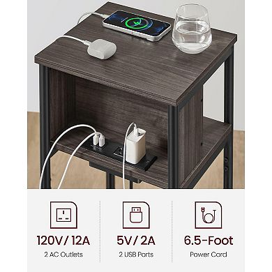 Plug-in Series Side Table Nightstand With Usb Ports And Outlets