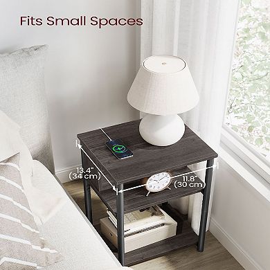 Plug-in Series Side Table Nightstand With Usb Ports And Outlets