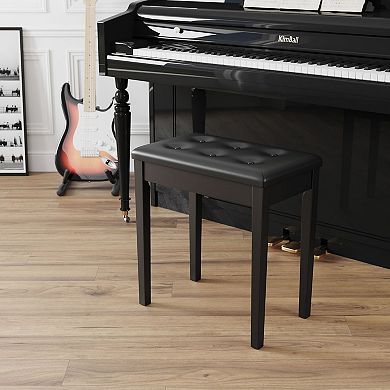 Padded Wooden Piano Bench with Music Storage