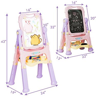 Kids Height Adjustable Double Side Magnetic Art Easel