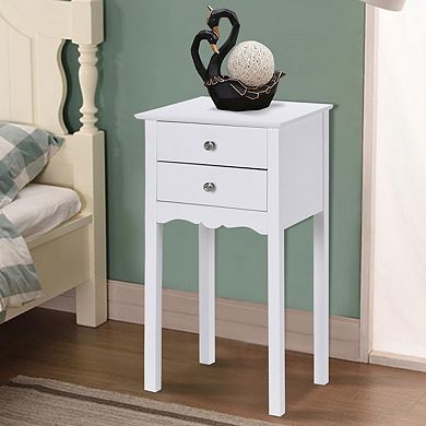 Side Table End Accent Table with 2 Drawers