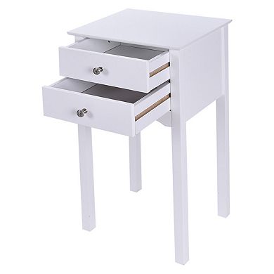 Side Table End Accent Table with 2 Drawers