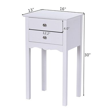 Side Table End Accent Table with 2 Drawers