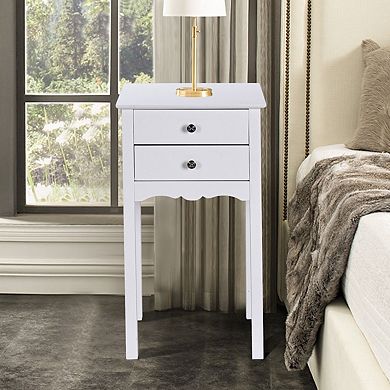 Side Table End Accent Table with 2 Drawers