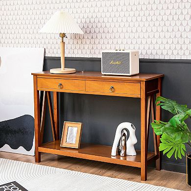 Console Table with Drawer Storage Shelf for Entryway Hallway