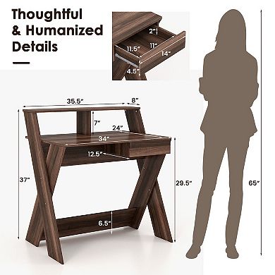 Small Computer Desk with Storage Drawer