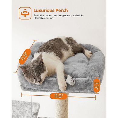 Large Cat Tree, Cat Activity Center With Hammock, Basket, Removable Fur Ball Sticks, Cat Condo