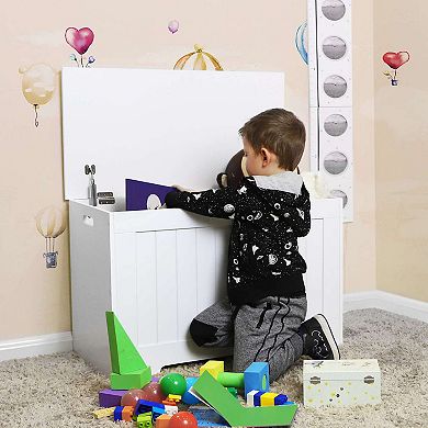 Lift Top Entryway Storage Chest/bench With 2 Safety Hinge, Wooden Toy Box