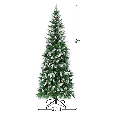 Artificial Pencil Christmas Tree with Pine Cones-6 ft