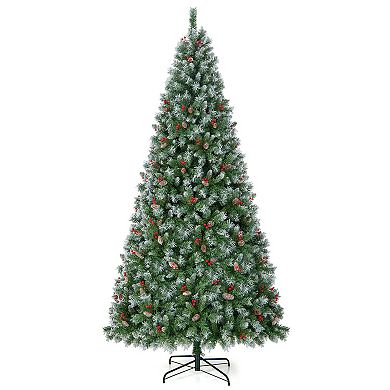 Hinged Christmas Tree With Pvc Branch Tips And Warm White Led Lights-9 Ft