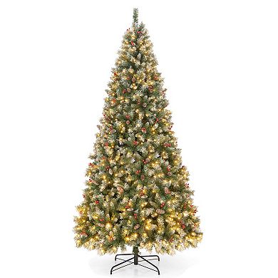 Hinged Christmas Tree With Pvc Branch Tips And Warm White Led Lights-9 Ft