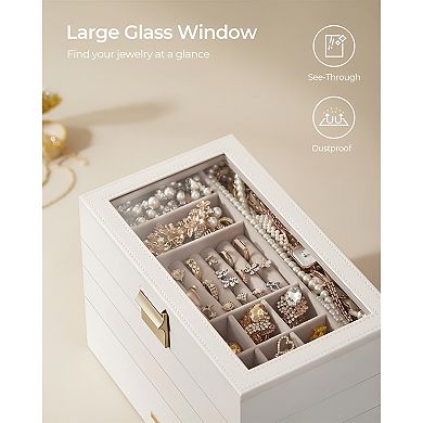 4-tier Stackable Jewelry Box With Glass Lid