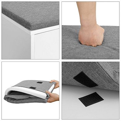 Shoe Bench, Storage Bench with 2 Open and 1 Closed Compartments