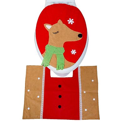 Lexi Home 3-Piece Reindeer Christmas Holiday Bathroom Decorative Set