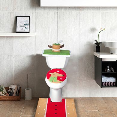 Lexi Home 3-Piece Reindeer Christmas Holiday Bathroom Decorative Set