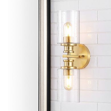 Jules Edison Cylinder Iron/seeded Glass Farmhouse Contemporary Led Wall Sconce
