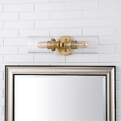 Jules Edison Cylinder Iron/seeded Glass Farmhouse Contemporary Led Wall Sconce
