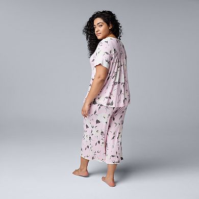 Plus Size Simply Vera Vera Wang 2-pc. Short Sleeve Top & Culotte Pajama Set