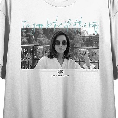 Juniors' White Lotus Life Of The Party Graphic Tee