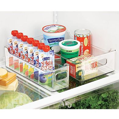 mDesign 14.5" x 4" x 4" Slim Side Dip Plastic Storage Organizer Bin for Home and Kitchen, 8 Pack