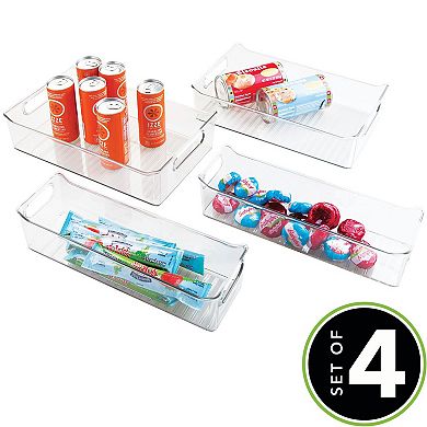 mDesign Plastic Food Storage Bins with Handles for Kitchen, Refrigerator, Pantry - Set of 4